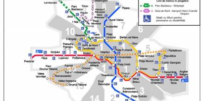 Mapa del Metro de bucarest, rumania