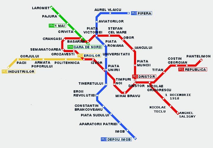 tranvía mapa de bucarest