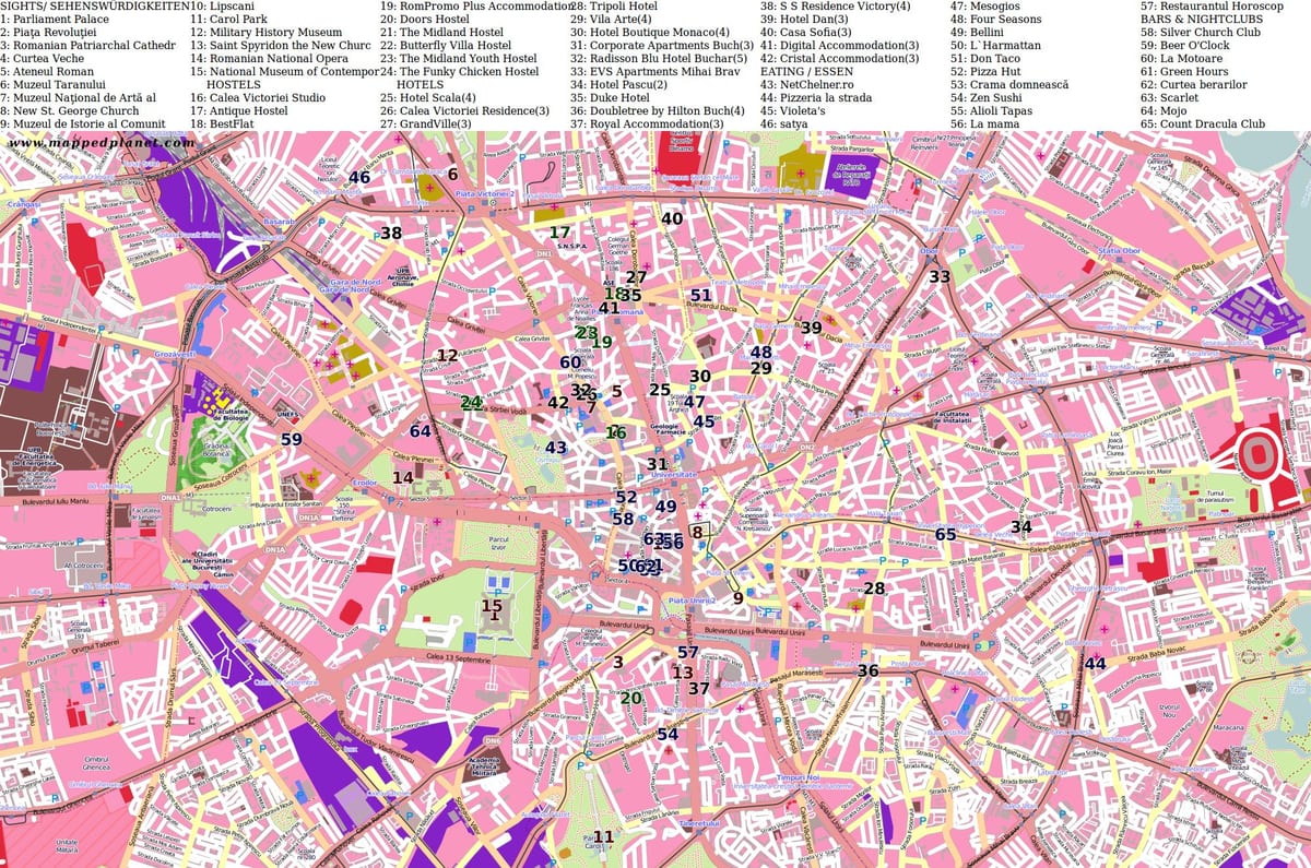 mapa de las calles de bucarest